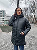 Модна жіноча чорна зимова куртка з екошкіри, фото 6