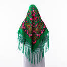 Українська хустка з тороками 120х120см Зелена, фото 2