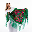 Українська хустка з тороками 120х120см Зелена, фото 3