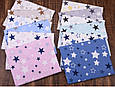 Сатин (бавовняна тканина) білі, сині зірки на синьому, фото 2