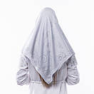 Кашемірова хустка з камінцями "Метелики" 90х90см Сіра, фото 2