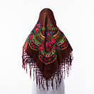 Українська хустка з люрексом 110х110см Бордова, фото 2