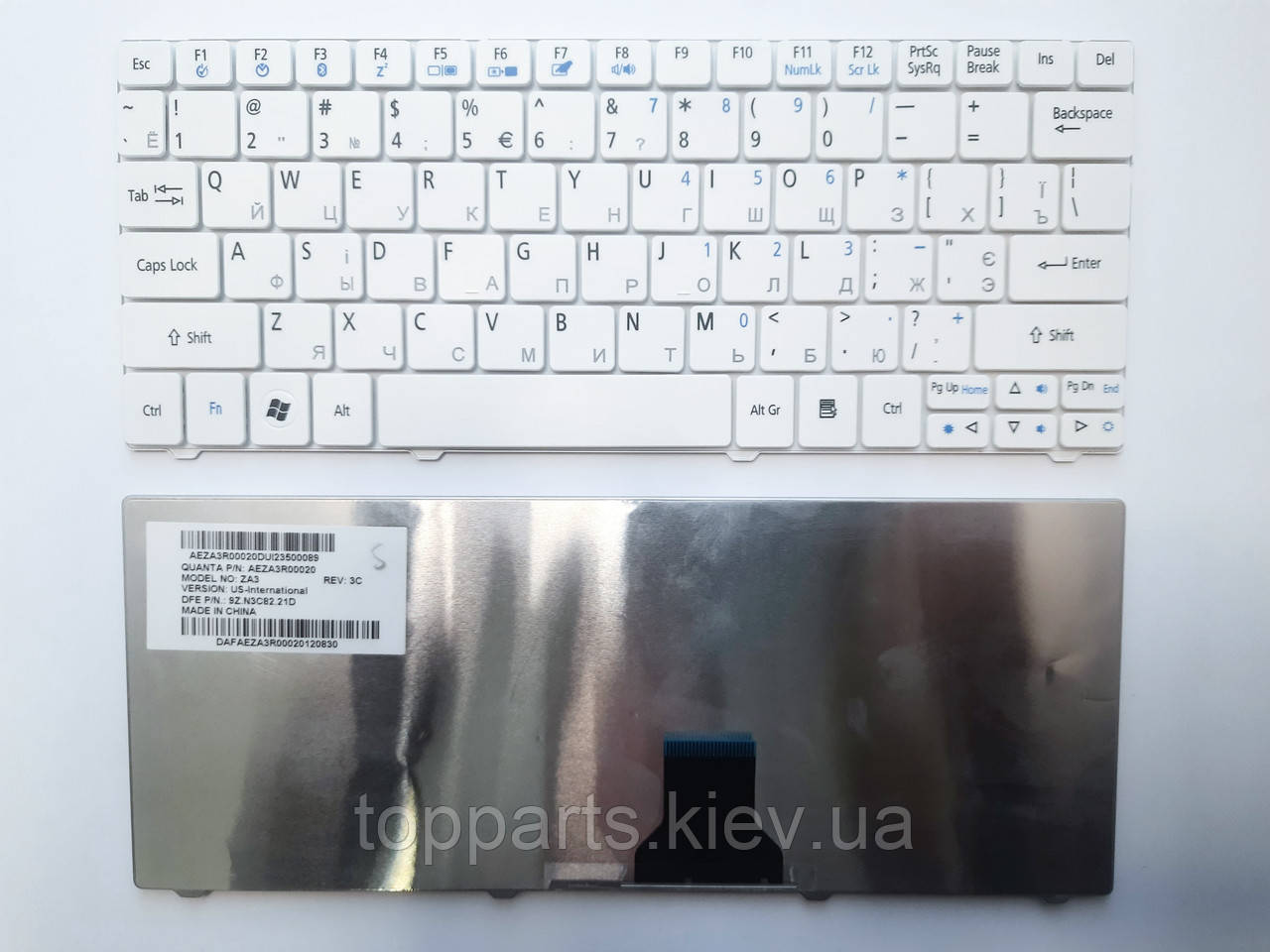 Клавіатура для ноутбука Acer Aspire 1410 біла UA/RU/US