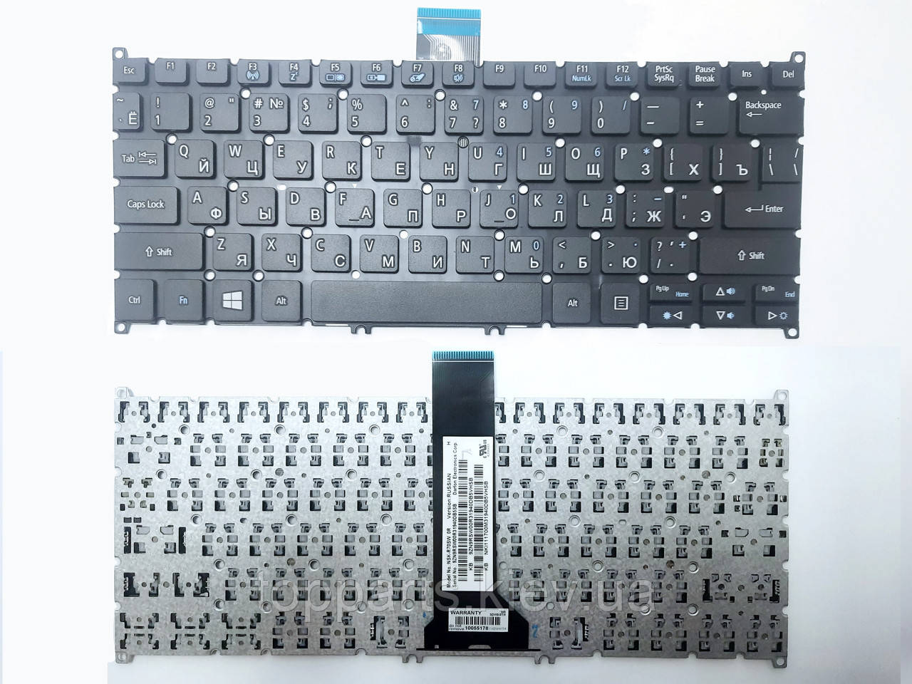 Клавіатура для ноутбука Acer Aspire V3-371 чорна без рамки RU/US