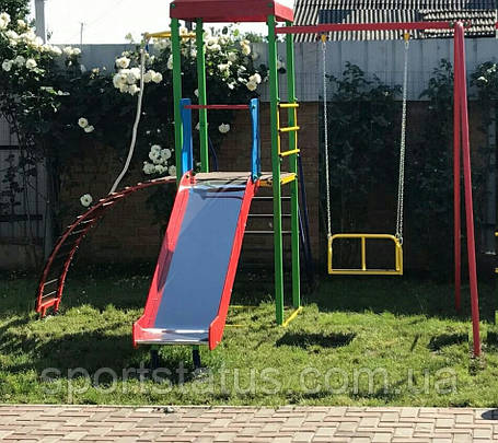 Дитячий ігровий комплекс для вулиці "Гамма" з гойдалками і гіркою, фото 1