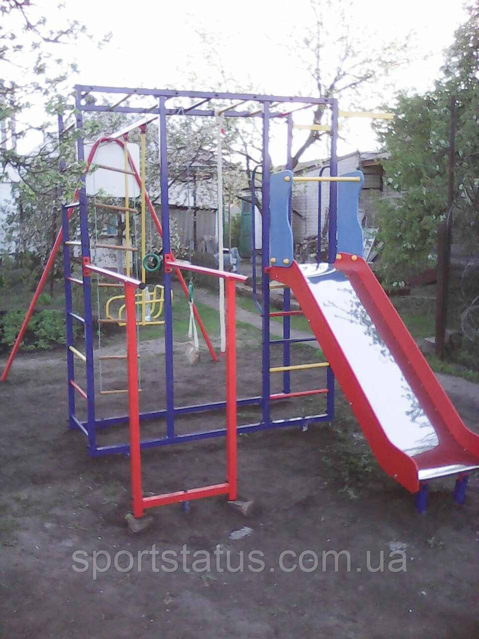 Дитячий спортивно-ігровий комплекс з гойдалкою і гіркою з нержавійки