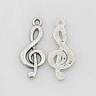 Кулон Муз. інструменти, Метал, Античне Срібло, 15~35x5.5~15x2~6мм, Отвір 1~2мм, близько 16шт/20г, фото 2