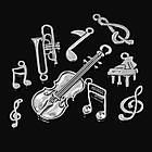 Кулон Муз. інструменти, Метал, Античне Срібло, 15~35x5.5~15x2~6мм, Отвір 1~2мм, близько 16шт/20г, фото 3