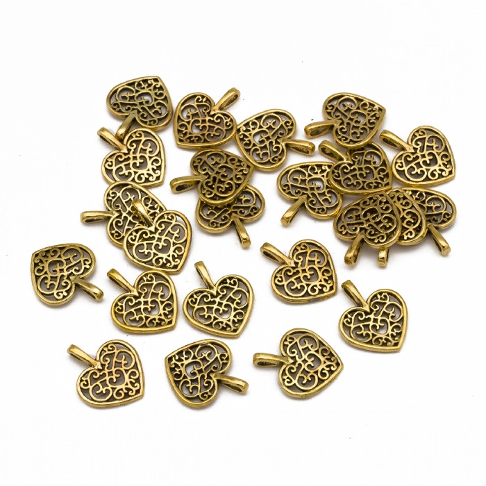 Кулон Серце, Метал, Античне Золото, 18х15х2мм, Отвір 2х4мм, 20 шт, фото 1