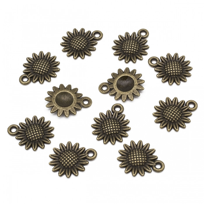 Кулон Квітка, Метал, Колір Бронзовий, 18.6х15х2.5мм, Отвір 1.8мм, 10 шт, фото 1