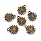Кулон Квітка, Метал, Колір Бронзовий, 18.6х15х2.5мм, Отвір 1.8мм, 10 шт, фото 3