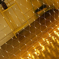 Новогодняя светодиодная гирлянда сетка на окно (Xmas Net WW 180 LED теплый белый) ЛЕД гирлянды (KT)