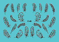 Водный Слайдер дизайн фото дизайн для ногтей с яркой печатью комби перья