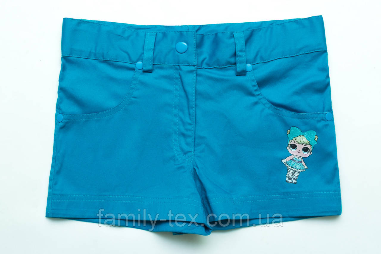 Шорти для дівчинки бірюзові з ЛОЛ, SmileTime LOL Doll, фото 1