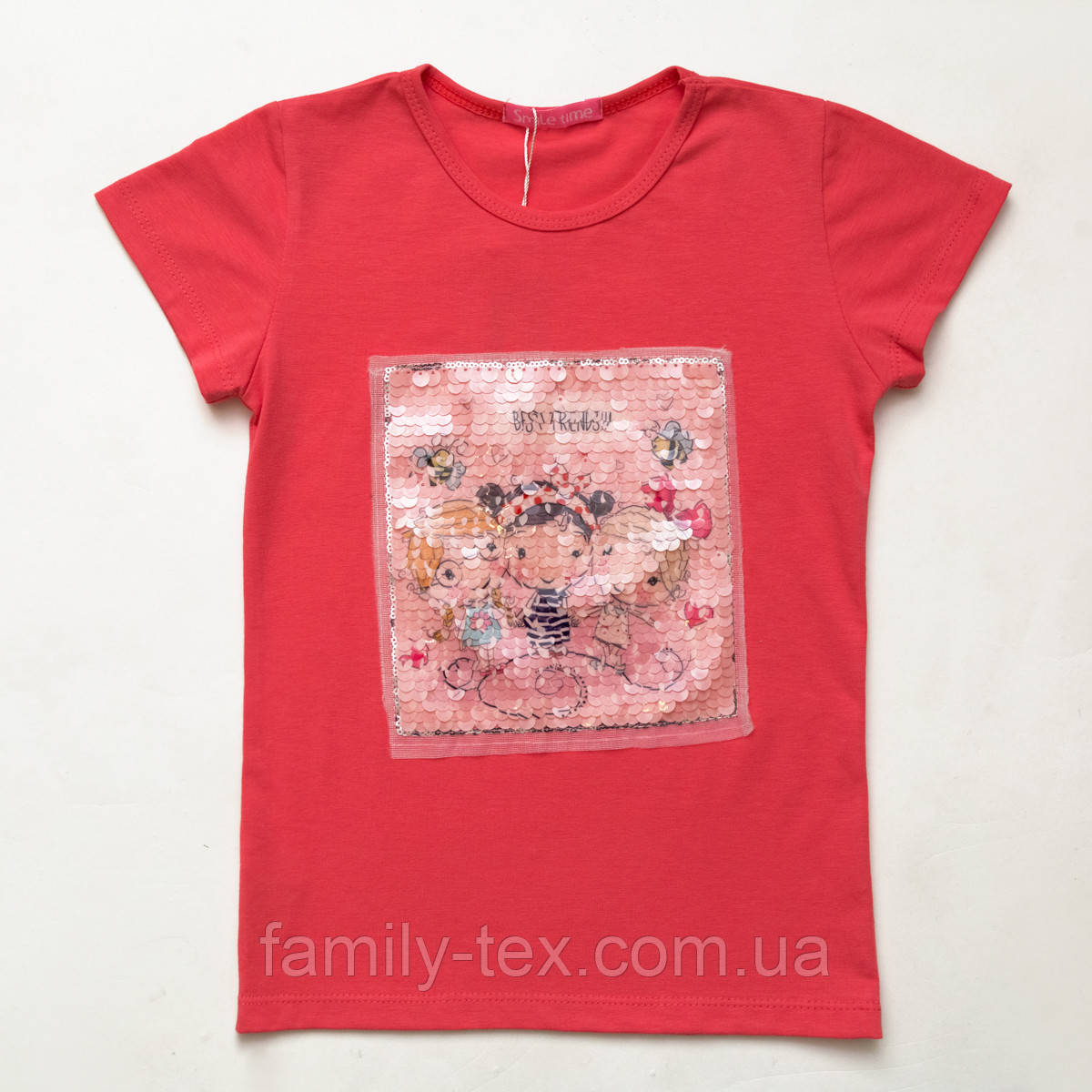 Футболка дитяча SmileTime для дівчинки Girlfriends, кораловий, фото 1