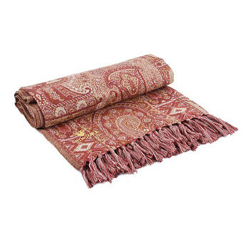 Плед рудого кольору зі східним орнаментом Linear Paisley Shingora