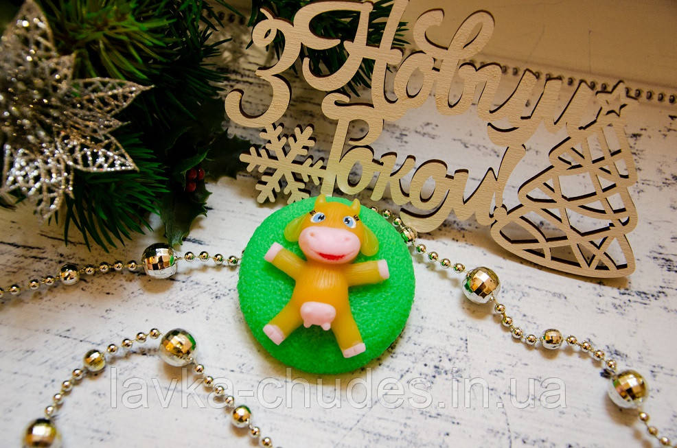 Мило ручної роботи "Корівка на травичці" в пакетику з бантиком, фото 1