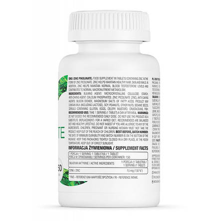 Мінерал Цинк Піколінат Ostrovit Zinc Picolinate 150 таб Польща, фото 3