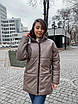 Подовжена зимова куртка з екошкіри жіноча, фото 8