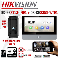 IP-комплект видеодомофонии Hikvision DS-KH8350-WTE1 + вызывная панель Hikvision DS-KB8113-IME1