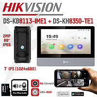 IP-комплект видеодомофонии Hikvision DS-KH8350-TE1 + вызывная панель Hikvision DS-KB8113-IME1