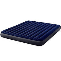 Надувной двухместный матрас кровать Intex Classic Downy Airbed Dura-Beam 64755 (183х203x25) синий Fiber Tech
