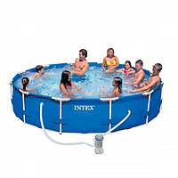 Каркасний сімейний круглий басейн (366*76 см) Intex з фільтр-насосом 2006k/год картриджем 28212 New збірний