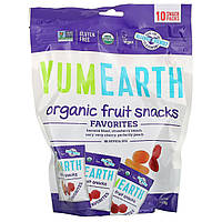 YumEarth, Organic Fruit Snacks (10 pack), фруктовые снэки (10 шт.*20г)