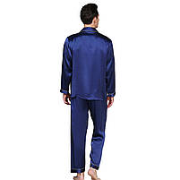Піжама чоловіча шовкова атласна синя (розмір S - XXXL 42-56, фото 3