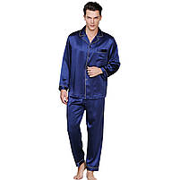 Піжама чоловіча шовкова атласна синя (розмір S - XXXL 42-56, фото 2