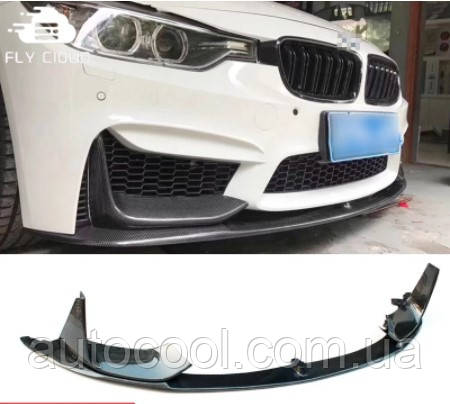 Накладка на передній бампер-сплітер BMW 3 серії F30 2013-2018 р.в. під бампер серії M3, фото 1
