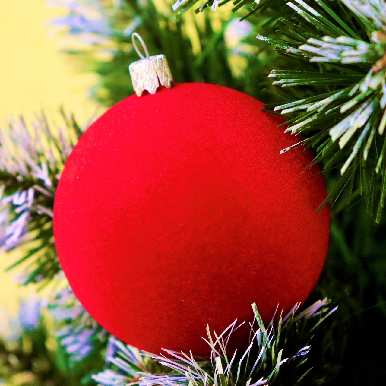 🔥 Вау! Ялинкова куля Bonita 8 см оксамитова, Червона