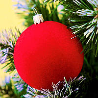 🔥 Вау! Ялинкова куля Bonita 8 см оксамитова, Червона