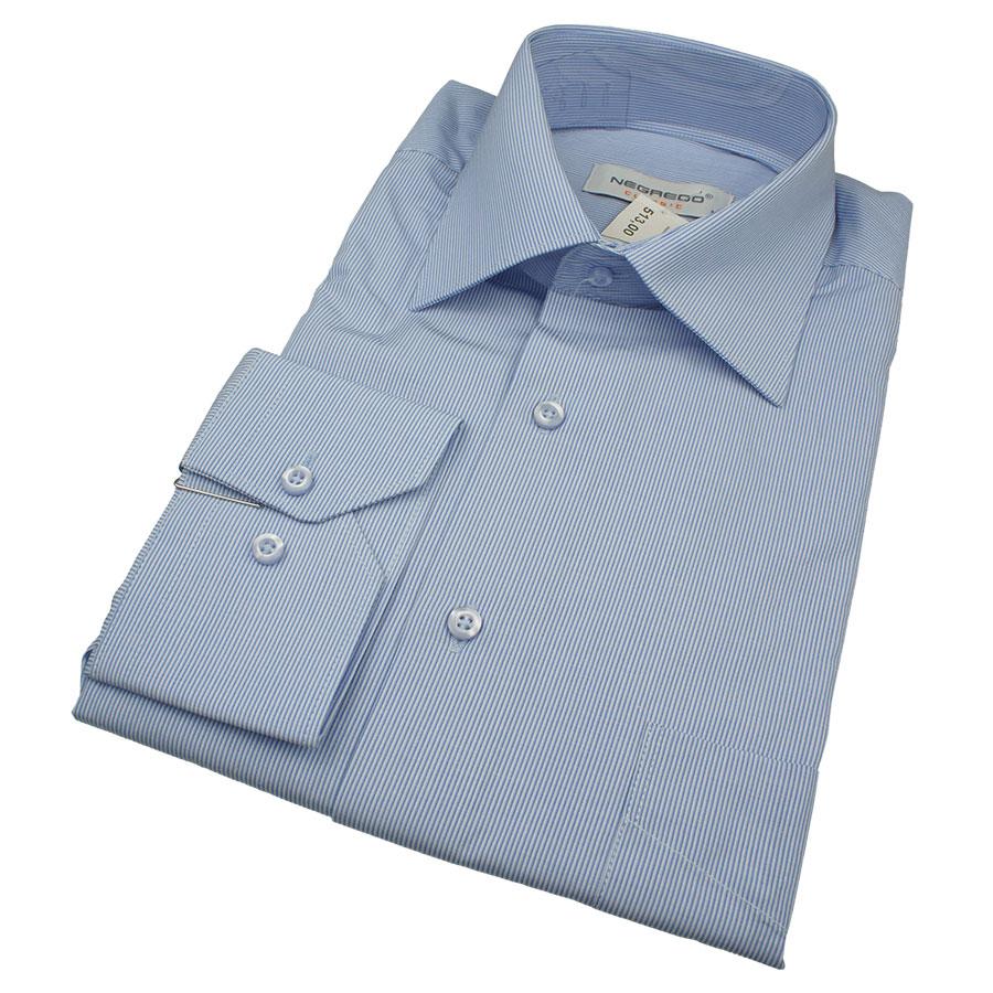 Однотонна блакитна сорочка Negredo 0310 NDC 06 в дрібну смужку