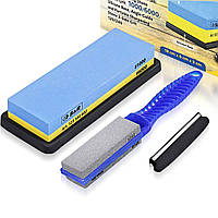 Набір 4 в 1 Водний точильний камінь S&R 400/1000 із силіконовою підкладкою, шаблоном, точильний камінь 120/240