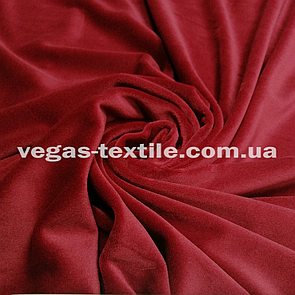 Тканина Велюр плюш (Спорт) стрейч на х/б основі Бордовий