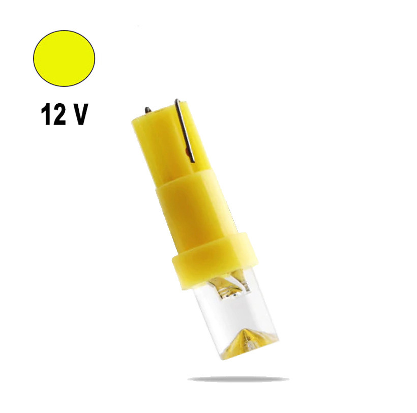 Автолампа Terra T5 W2x4.6d, 1 LED, жовтий, 12V, клинуватий лінза, фото 1