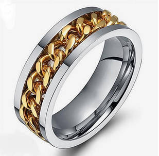 Кільце антистрес із палітурками, срібло золотистий обкладинка, Розмір 7 (USA)