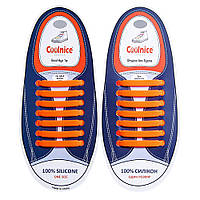 Прямые силиконовые шнурки 7+7 One size Сoolnice (оранжевые) - 14шт/комплект