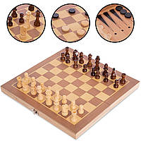 Шахматы шашки нарды 3 в 1 деревянные (30см x 30см) W3015: Gsport