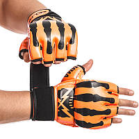 Перчатки для единоборств MMA PU ZELART оранжево-черные BO-1395, L: Gsport