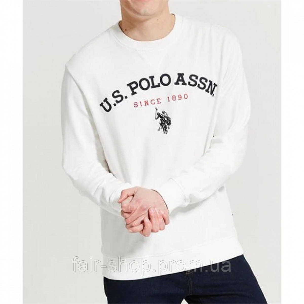 Толстовка US Polo Assn Applique Crew White, оригінал. Доставка від 14 днів