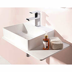 Умивальник 58*37*12,5см підвісний, з поличкою кам`яний Solid surface Арт. 13-40-415, фото 4