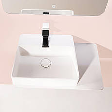 Умивальник 58*37*12,5см підвісний, з поличкою кам`яний Solid surface Арт. 13-40-415, фото 5