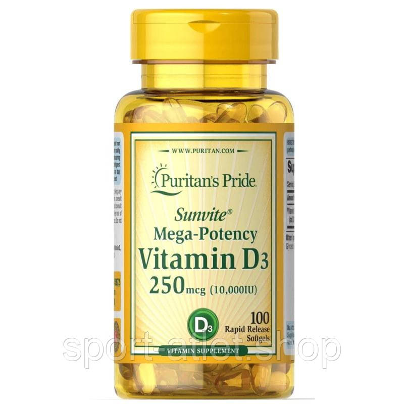 Вітаміни та мінерали Puritan's Pride Vitamin D3 10000 IU, 100 капсул