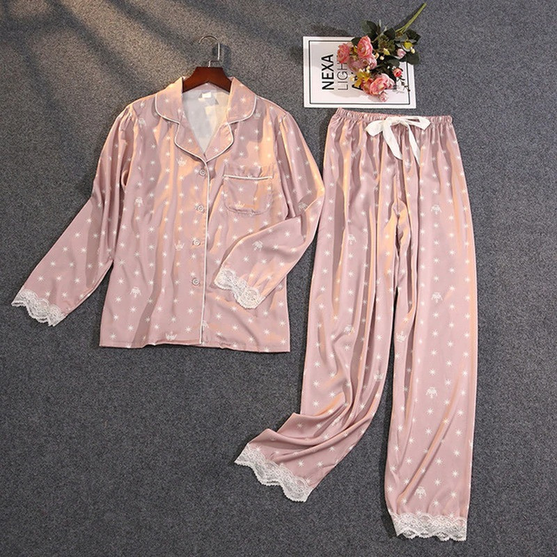 Пижама женская атласная на пуговицах. Комплект шелковый для дома, сна с длинным рукавом, р. L (черный) - фото 6 - id-p1307679055