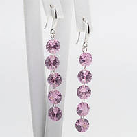 Сережки Рожевий Фіаніт Швенза Срібло 925 Проба