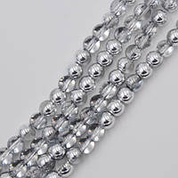 Бусини скляні 80 шт. сріблясті АВ 10 мм із гальванічним покриттям
