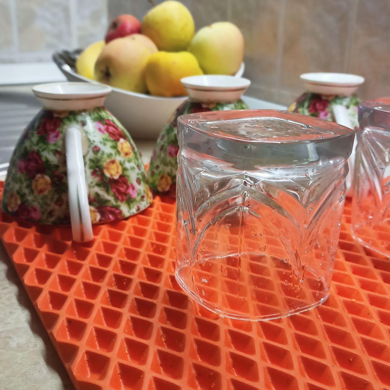 Килимок для сушіння посуду EVALINE 60*40 см Червоний, фото 1