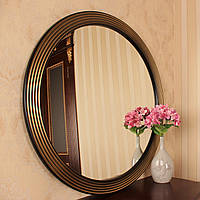 Зеркало в круглой раме черное с золотом /Диаметр 550мм/ /Круглое зеркало в ванную/ Код MD 1.1/1